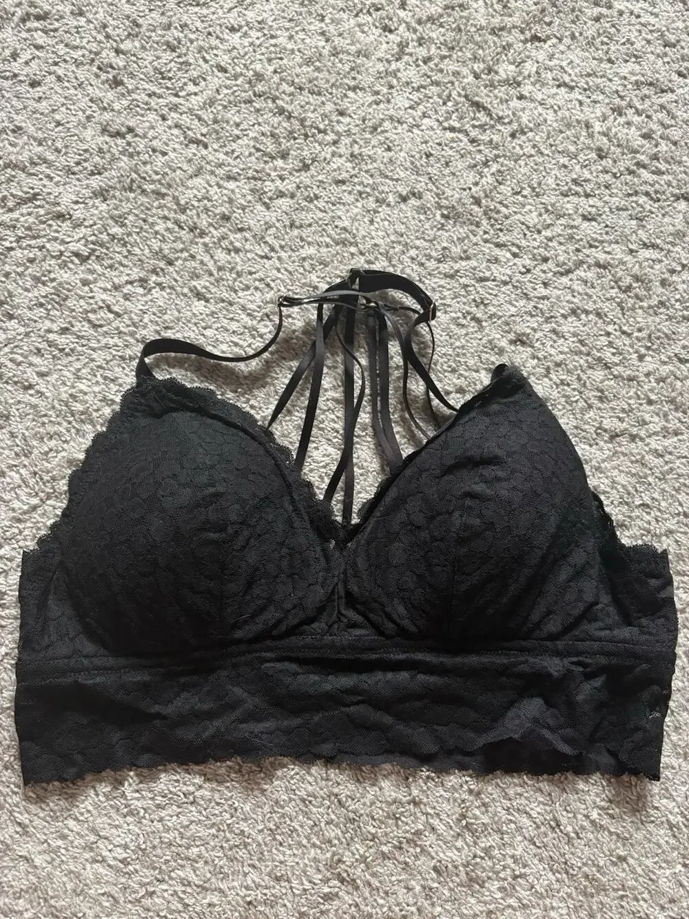 Aerie Women’s Black Strappy Lace Padded Bralette Size XL